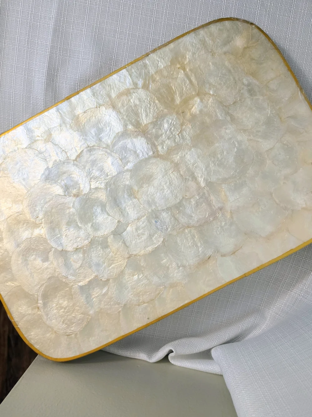 Vtg Capiz Shell Placemats Coasters Carved Shell Napkin Rings Oval  Beach READ